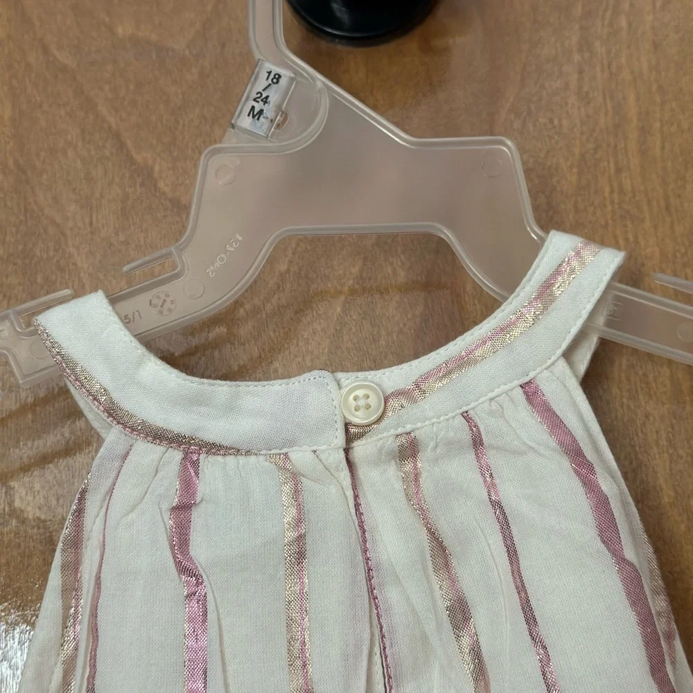 18-24 months tank metallic gold and pink stripped ivory dress
